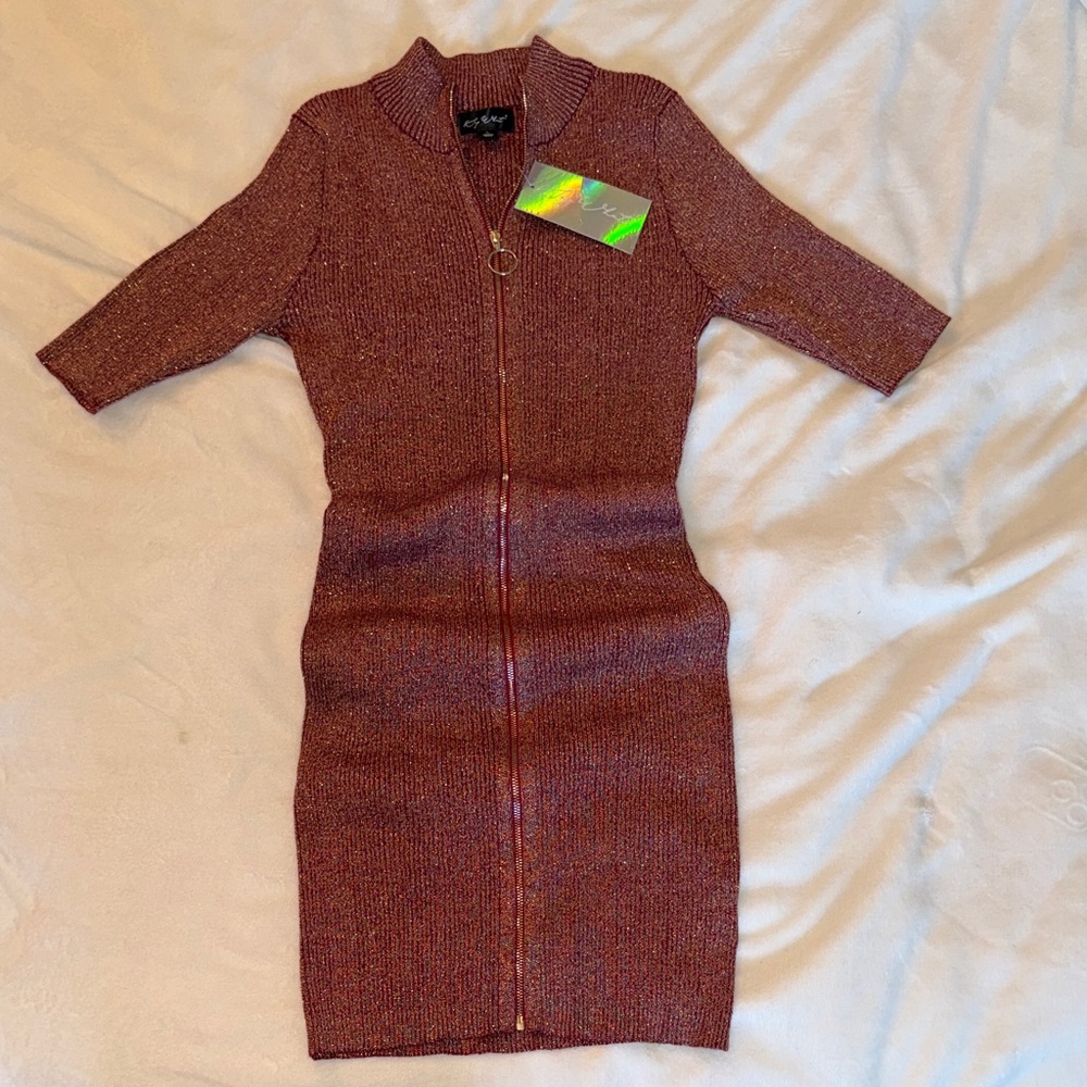 Sparkly Knit Zip-Up Dress – New With Tags